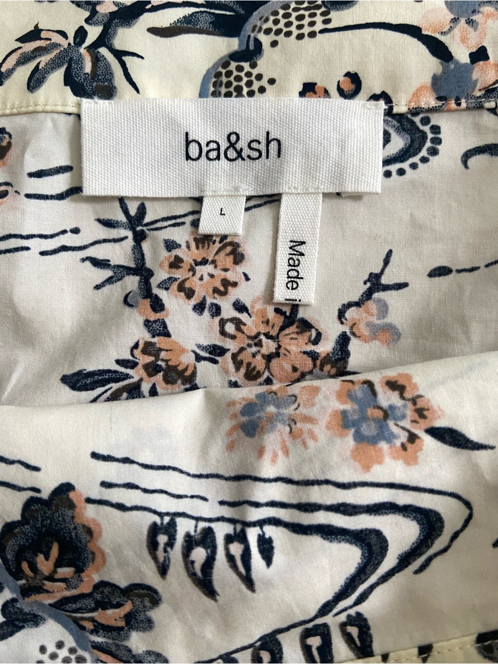 BA&SH Falco Cotton Floral Tulip Skirt Ecru Size 8 High Waist Draped - Picture 4 of 9